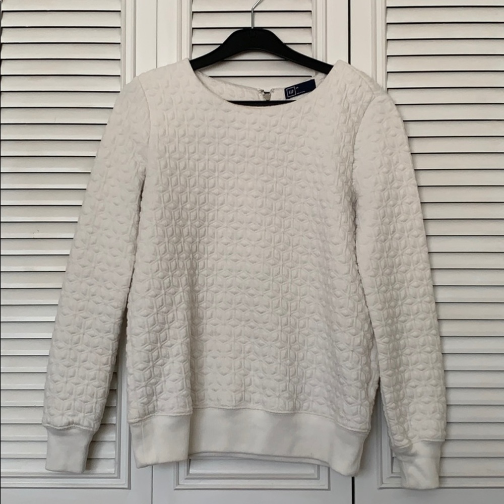 Oversized Gap White Formal Crewneck Sweater